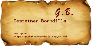 Gestetner Borbála névjegykártya